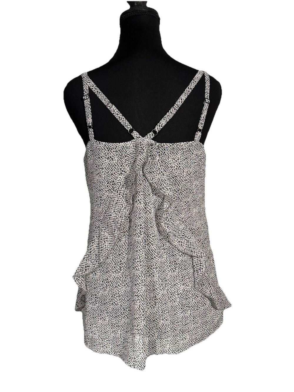Cabi Tank Top Womens XS Cami Double Strap Lined Floral Boho Sheer Ruffles